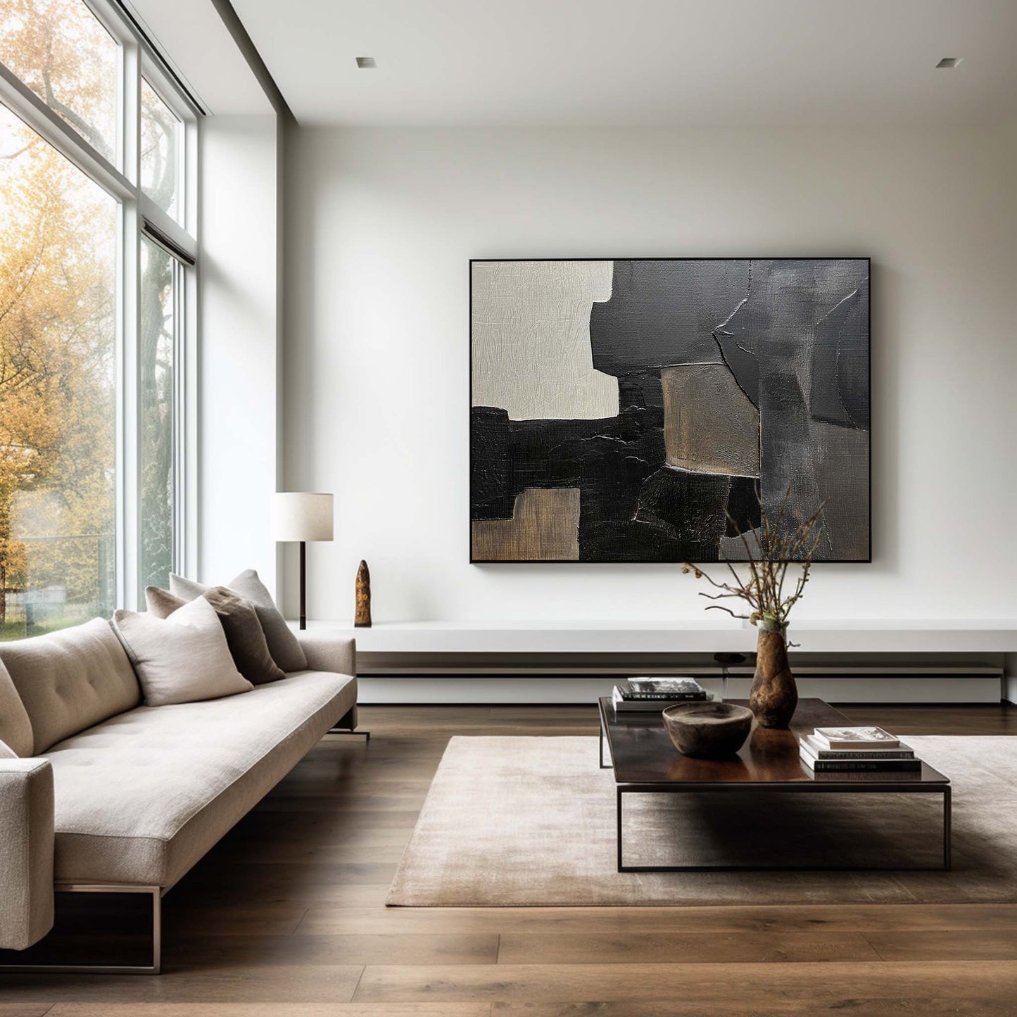 Black And Grey Abstract Painting #ABAH151