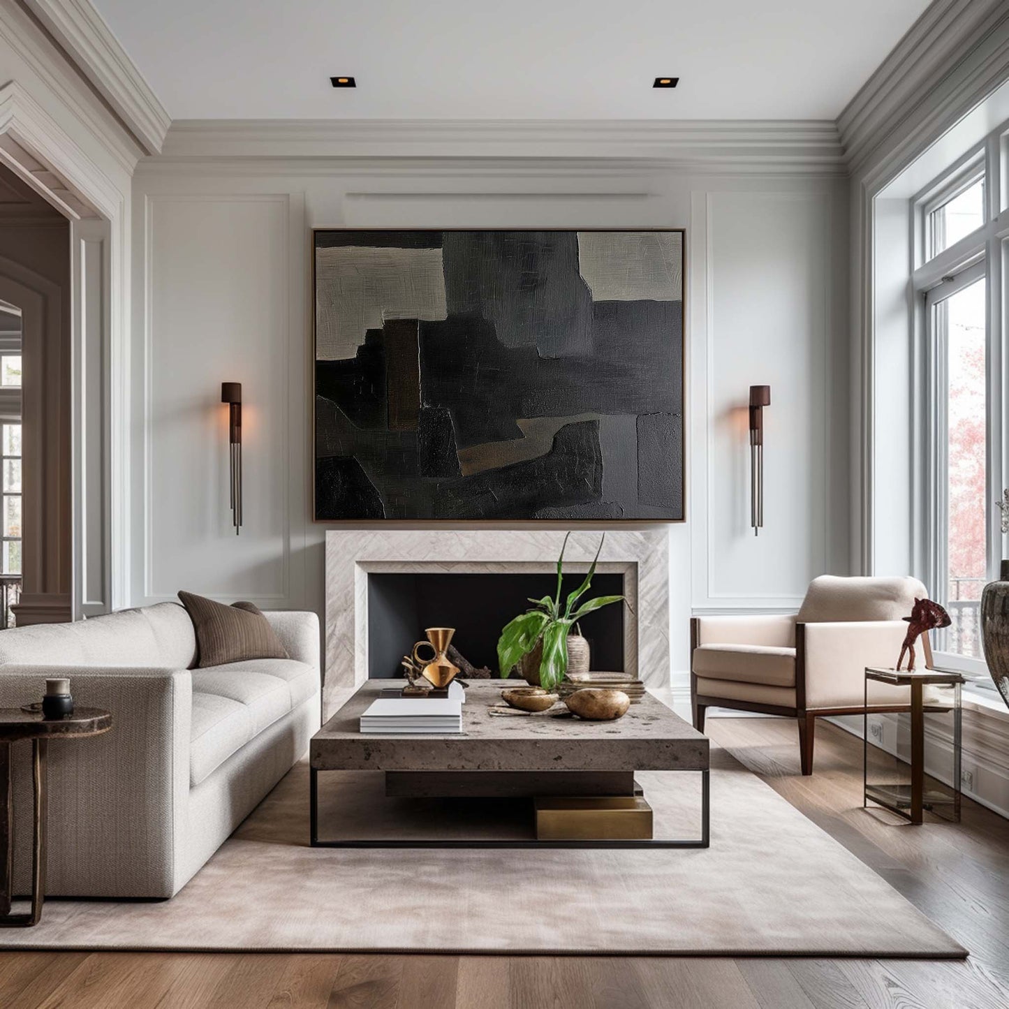 Black And Grey Abstract Painting #ABAH152