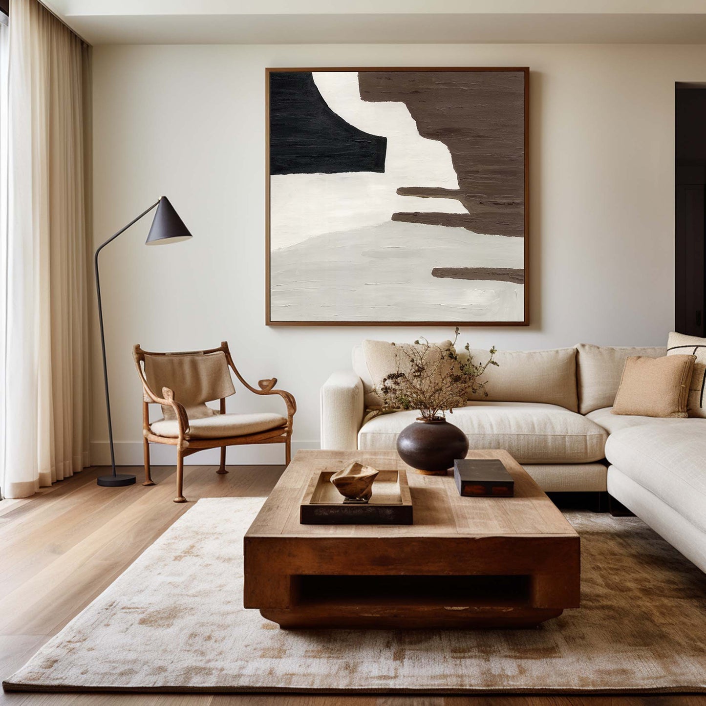 Brown White Geometry Abstract Art #ABAS07