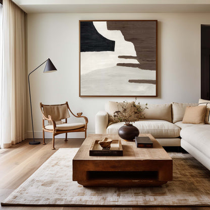 Brown White Geometry Abstract Art #ABAS07