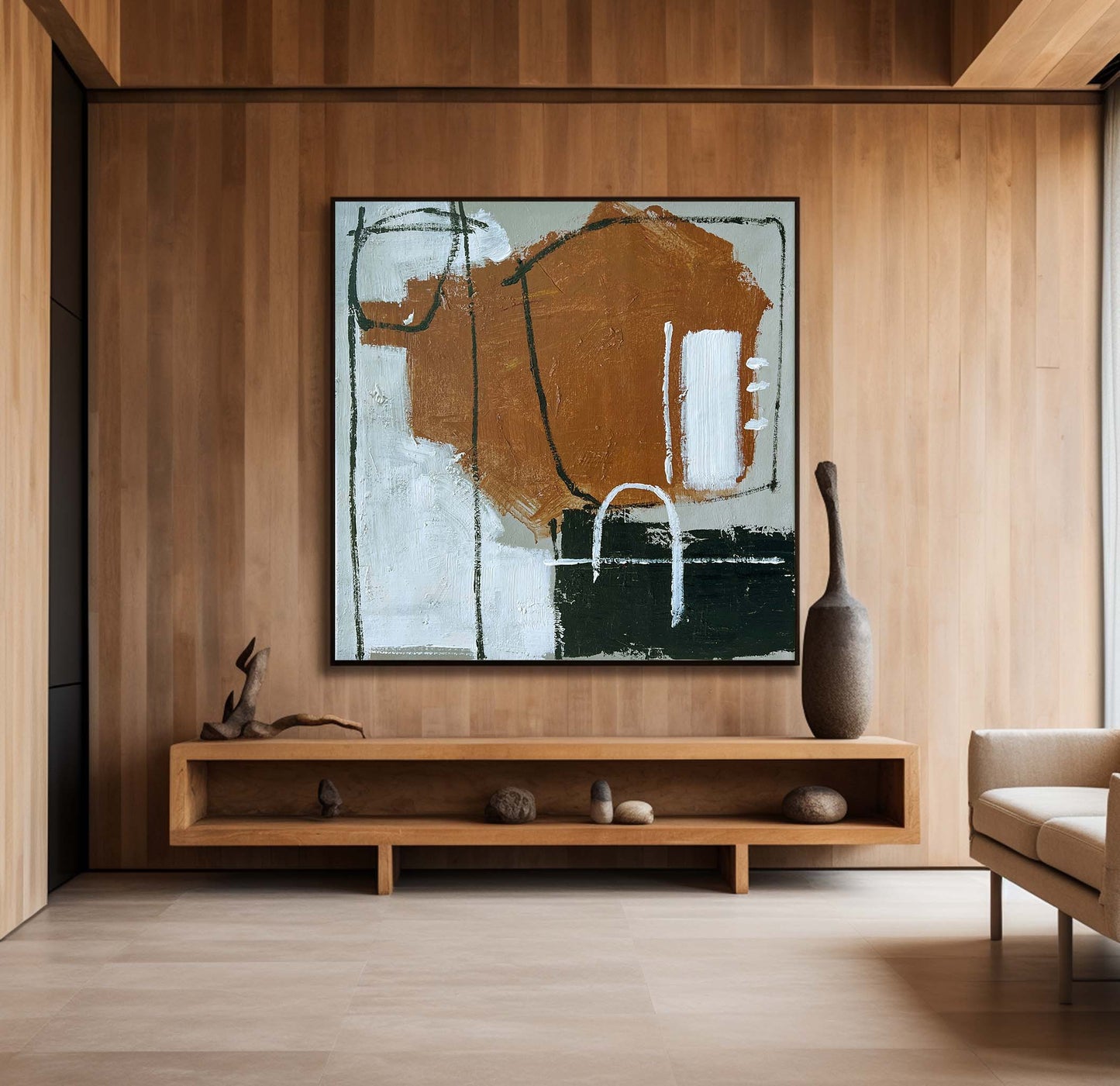 Black And Brown Abstract Painting #ABAS73