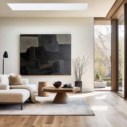 Black And Grey Abstract Painting #ABAH152