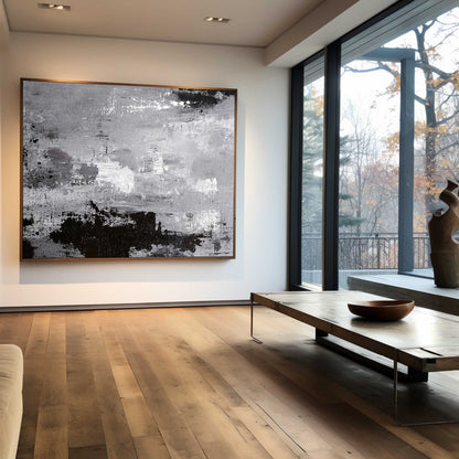 Black White Gray Abstract Art #ABAH22