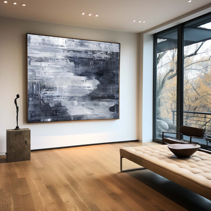 Deep Blue Abstract Coastal Painting #ABSH13