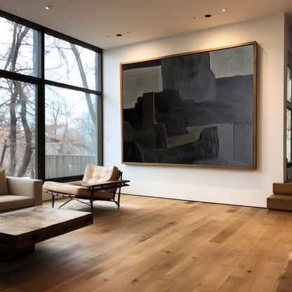 Black And Grey Abstract Painting #ABAH152