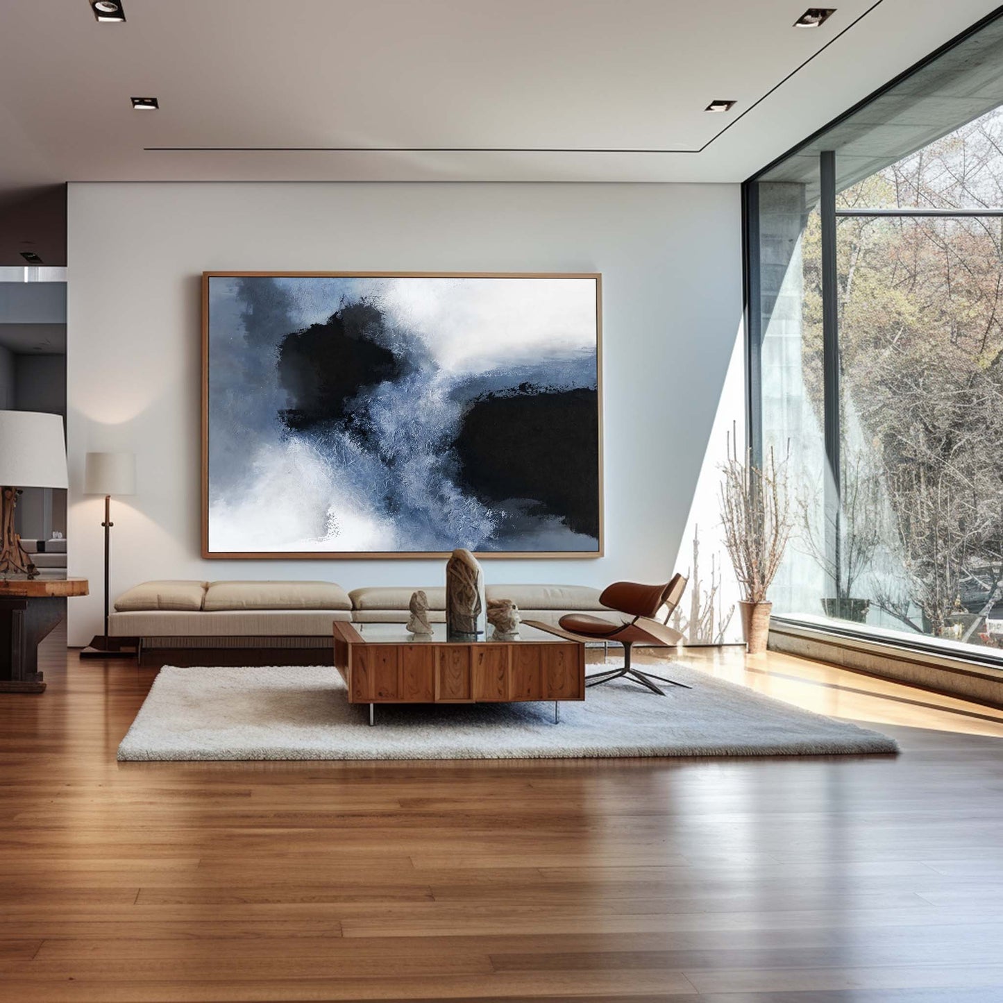 Blue Black Abstract Painting #ABAH23