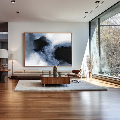 Blue Black Abstract Painting #ABAH23