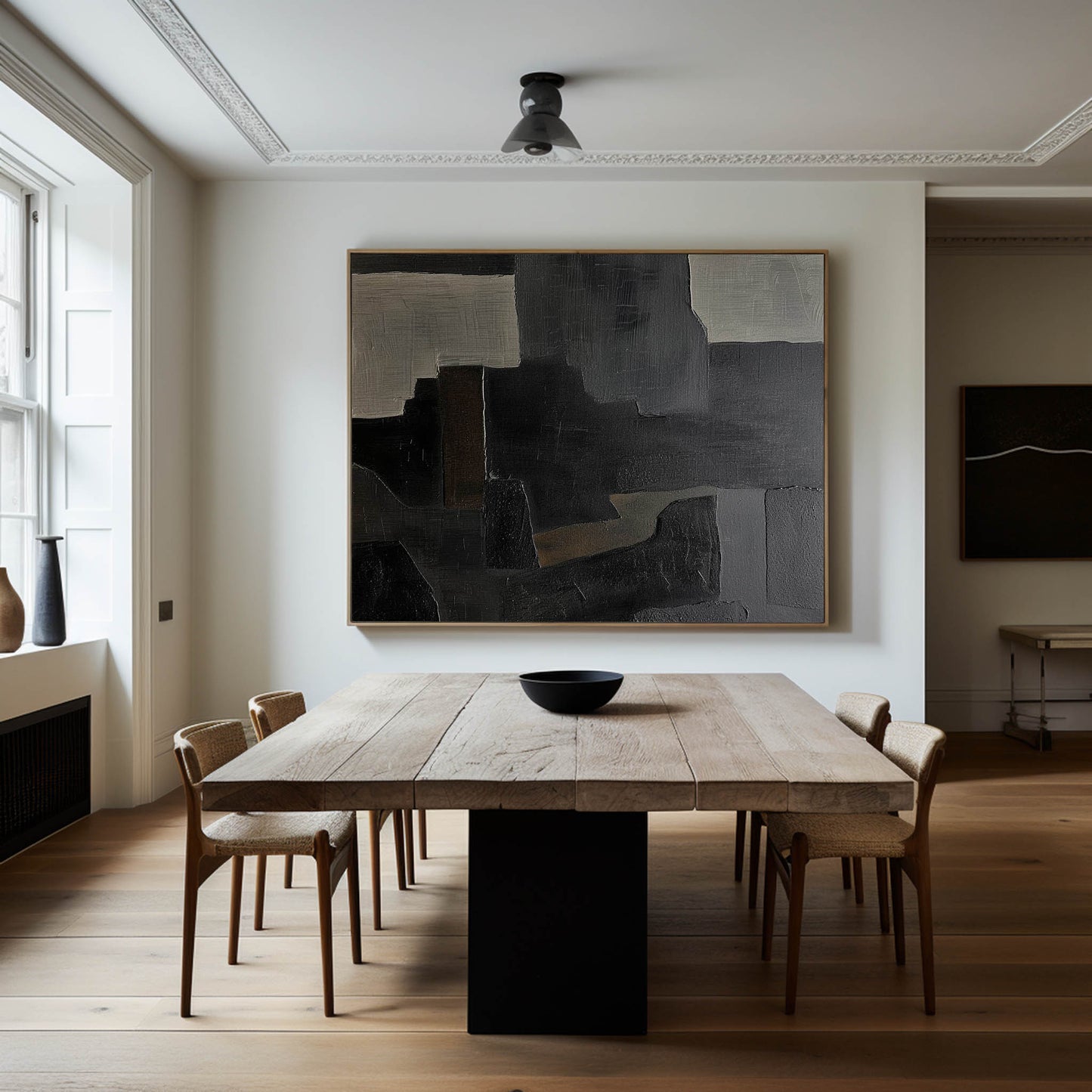 Black And Grey Abstract Painting #ABAH152