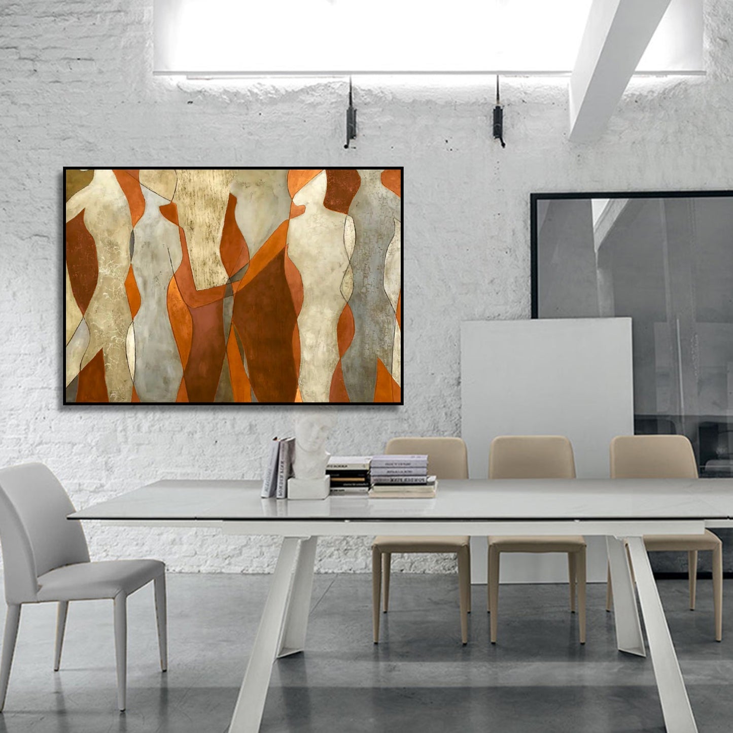 Gorgeous Gold and Orange Dancing Minimal Wall Art