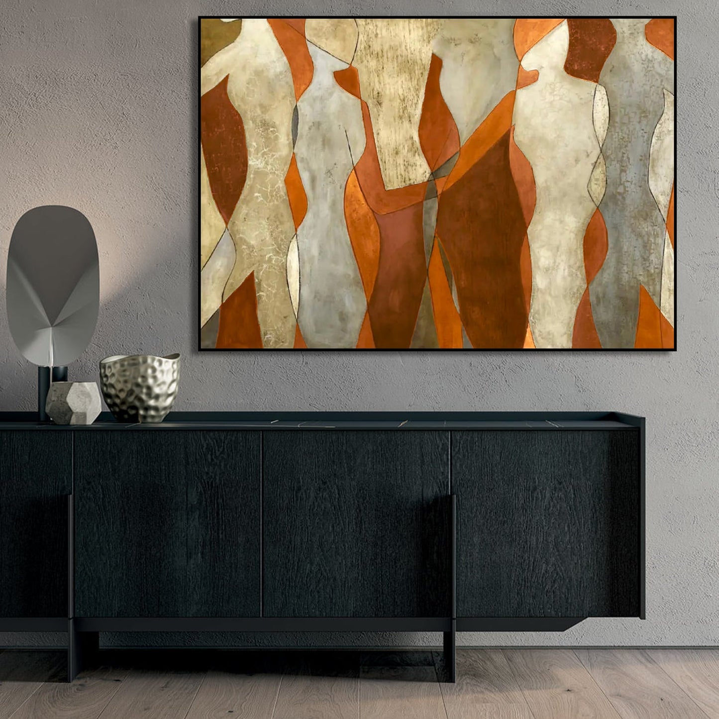 Gorgeous Gold and Orange Dancing Minimal Wall Art