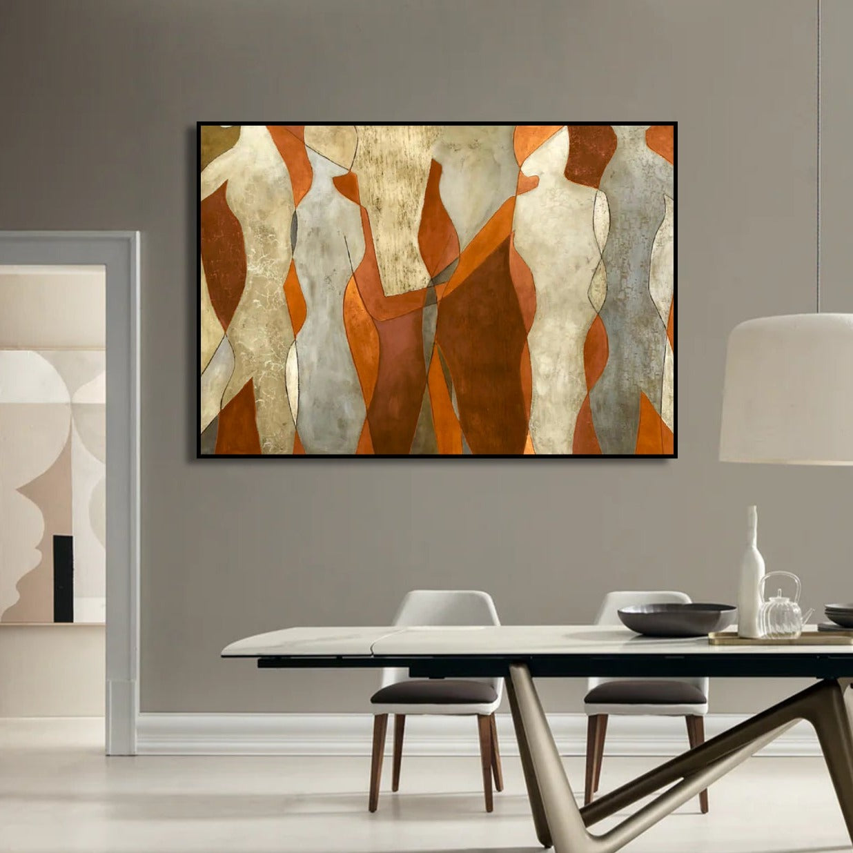 Gorgeous Gold and Orange Dancing Minimal Wall Art