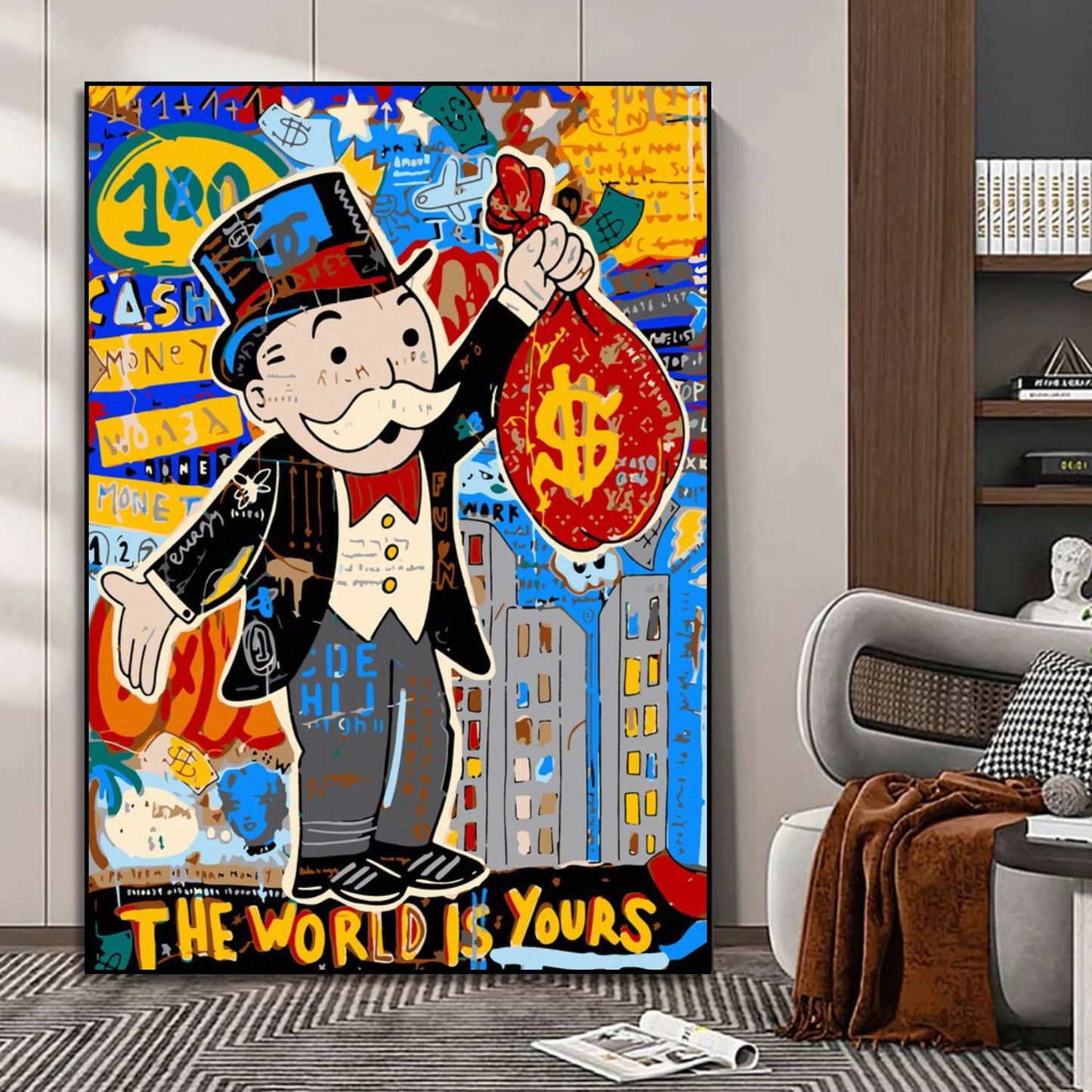 Graffiti Alec Monopoly Holding Money Pop Art Painting