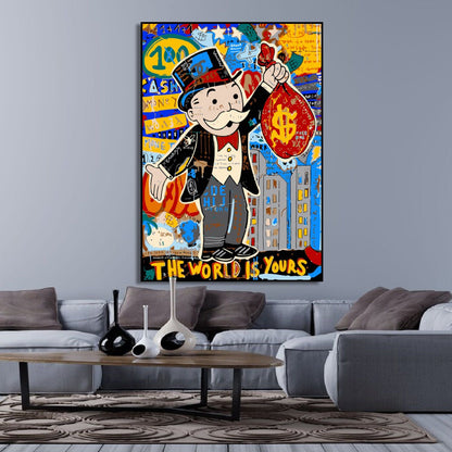 Graffiti Alec Monopoly Holding Money Pop Art Painting