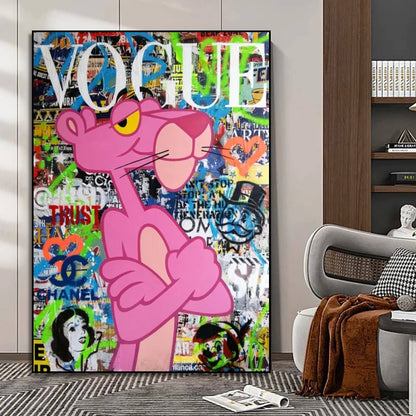 Graffiti Pink Panther Cartoon Street Art Painting