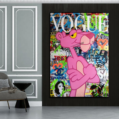 Graffiti Pink Panther Cartoon Street Art Painting