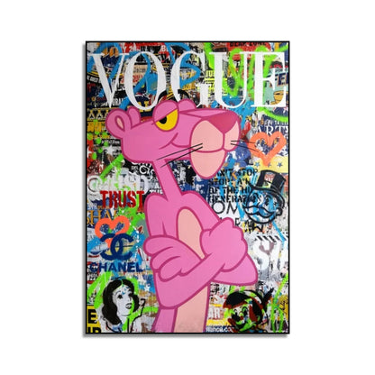 Graffiti Pink Panther Cartoon Street Art Painting