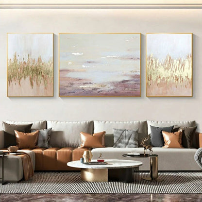 Grassland & Skyline Set of 3 Modern Abstract Living Room Painting