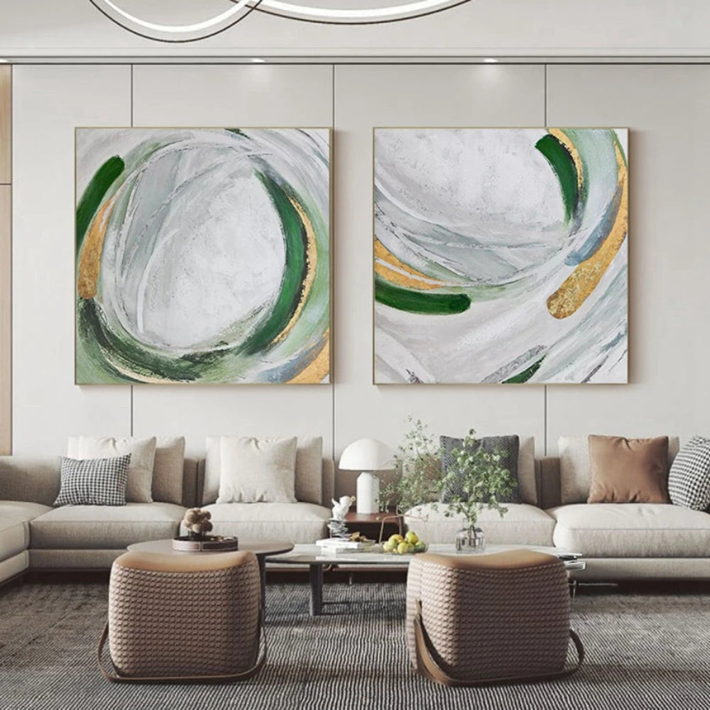 Coloured Spiral Set of 2 Home Decor Wall Painting