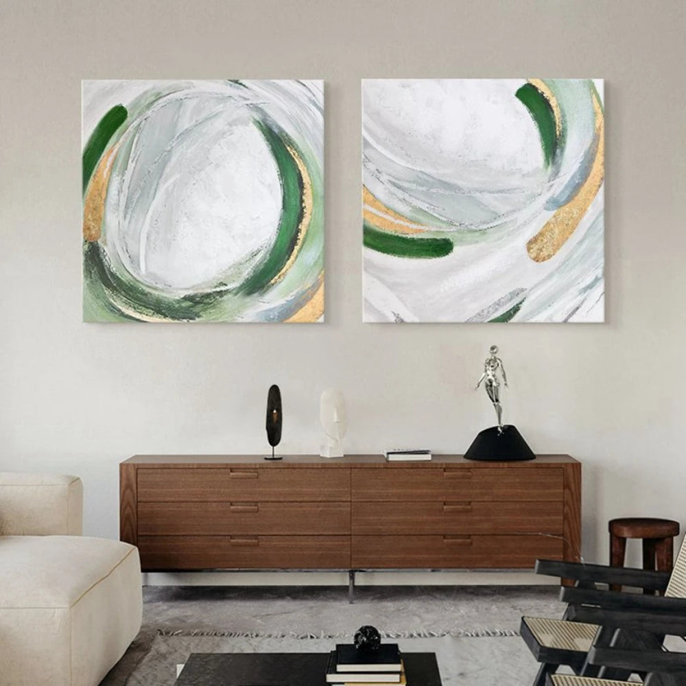 Coloured Spiral Set of 2 Home Decor Wall Painting