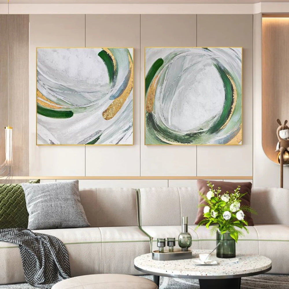 Coloured Spiral Set of 2 Home Decor Wall Painting