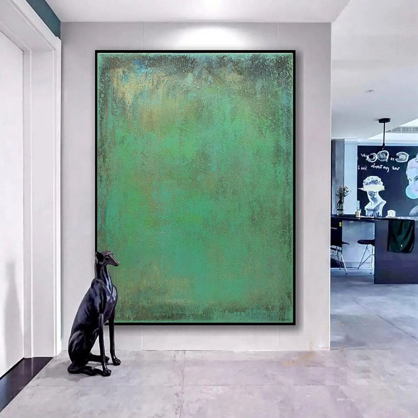 Green Minimalist Abstract Heavy Texture Painting