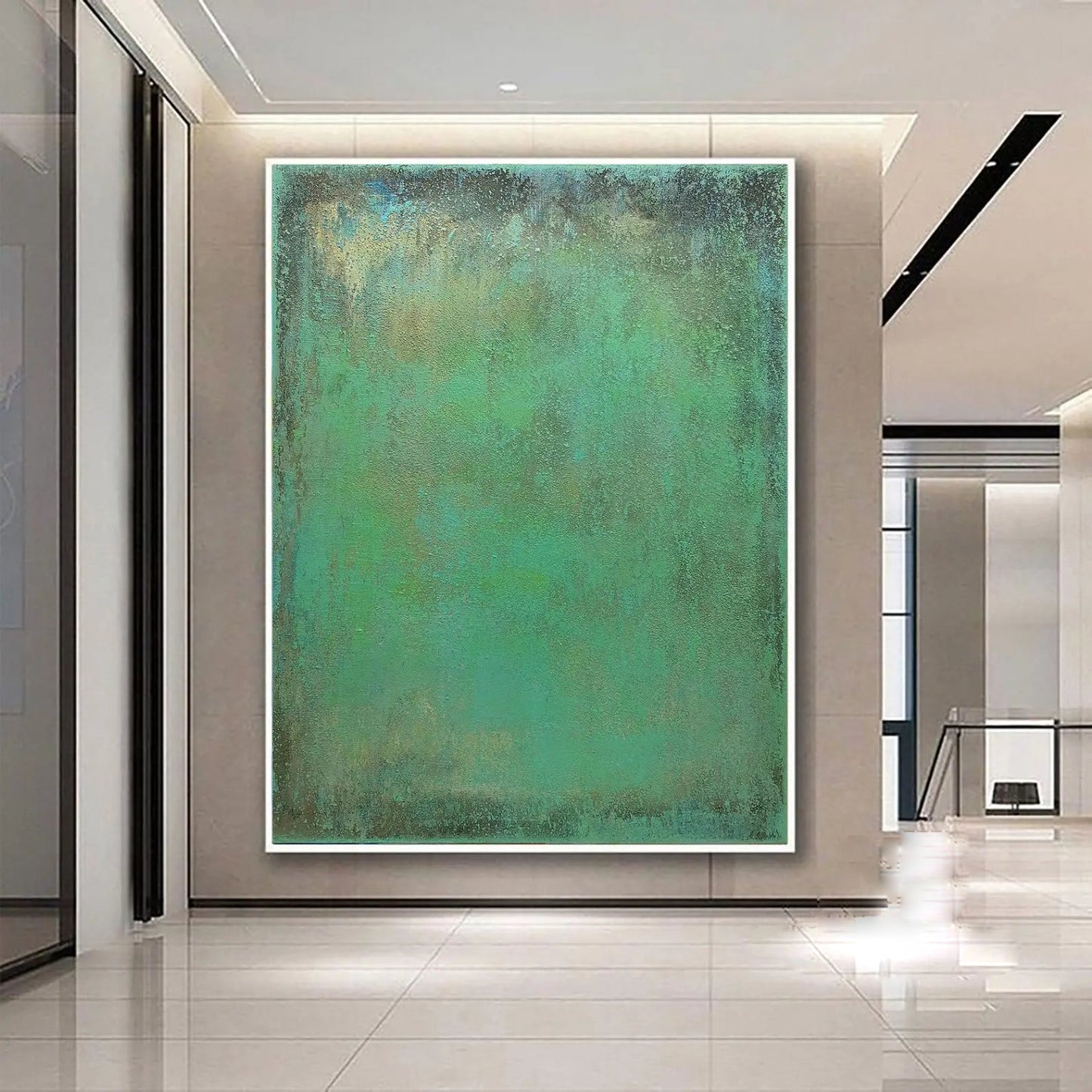 Green Minimalist Abstract Heavy Texture Painting