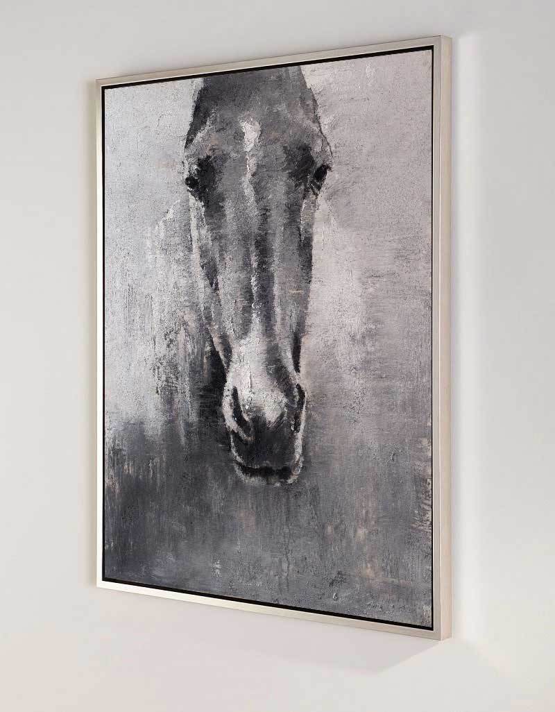 Grey White Abstract Horse Art #ANH02