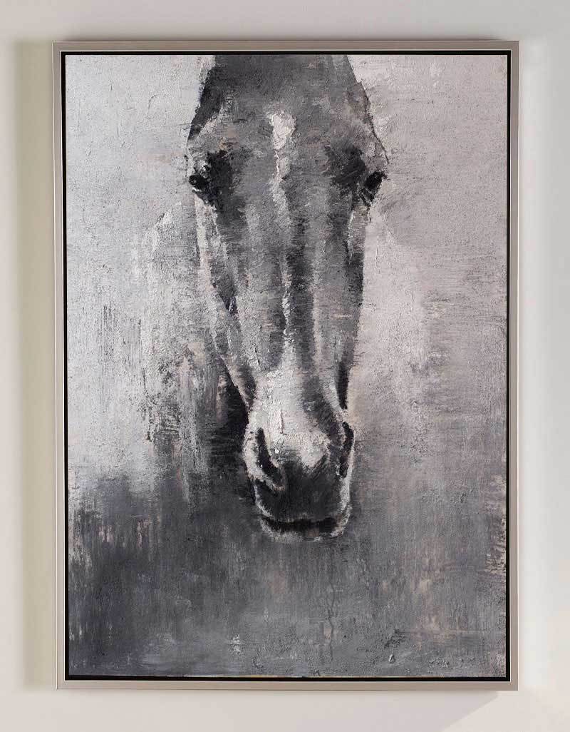 Grey White Abstract Horse Art #ANH02