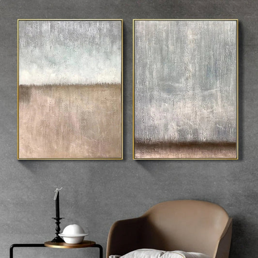 Home Aesthetics Grey & Brown Set of 2 Abstract Canvas Painting