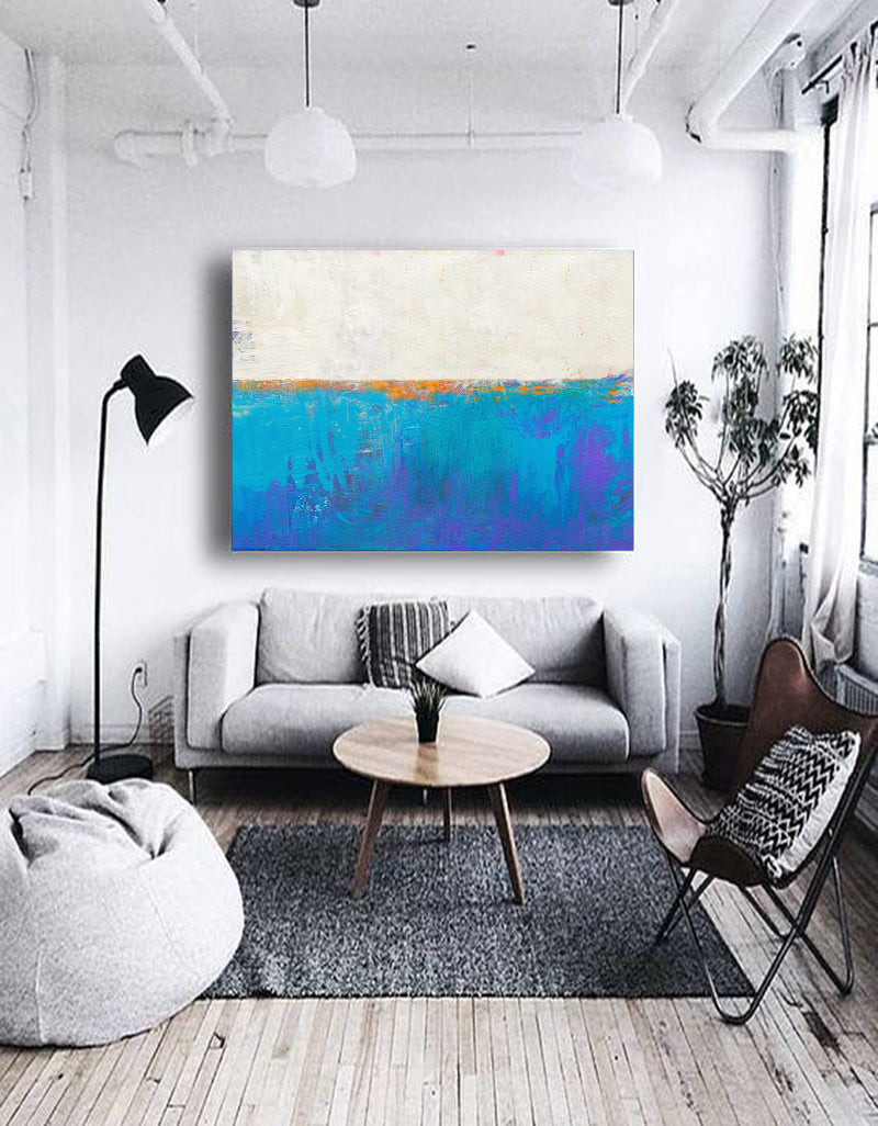 Original Blue Seascape Skyline Painting #ABSH21