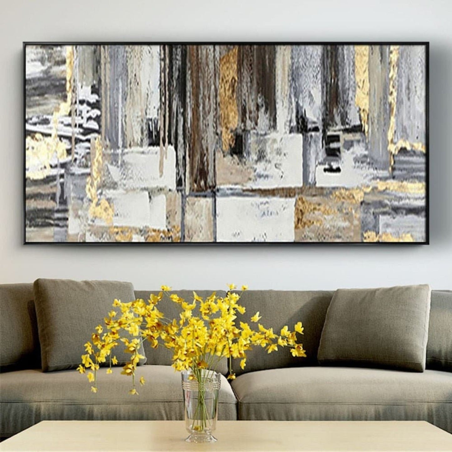 Large Nordic Colour Black Oil Hand Painted Artwork