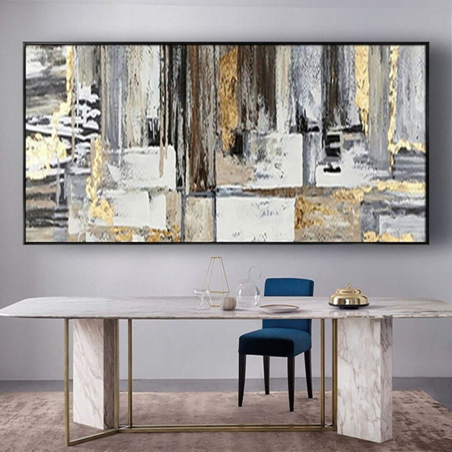 Large Nordic Colour Black Oil Hand Painted Artwork