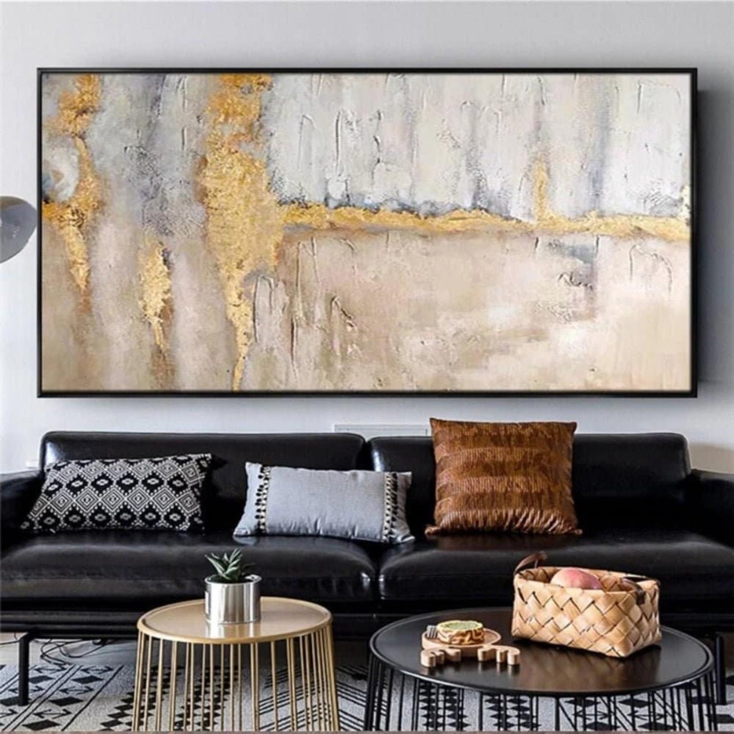 Textured Gold Grey 100% Hand Painted Artwork