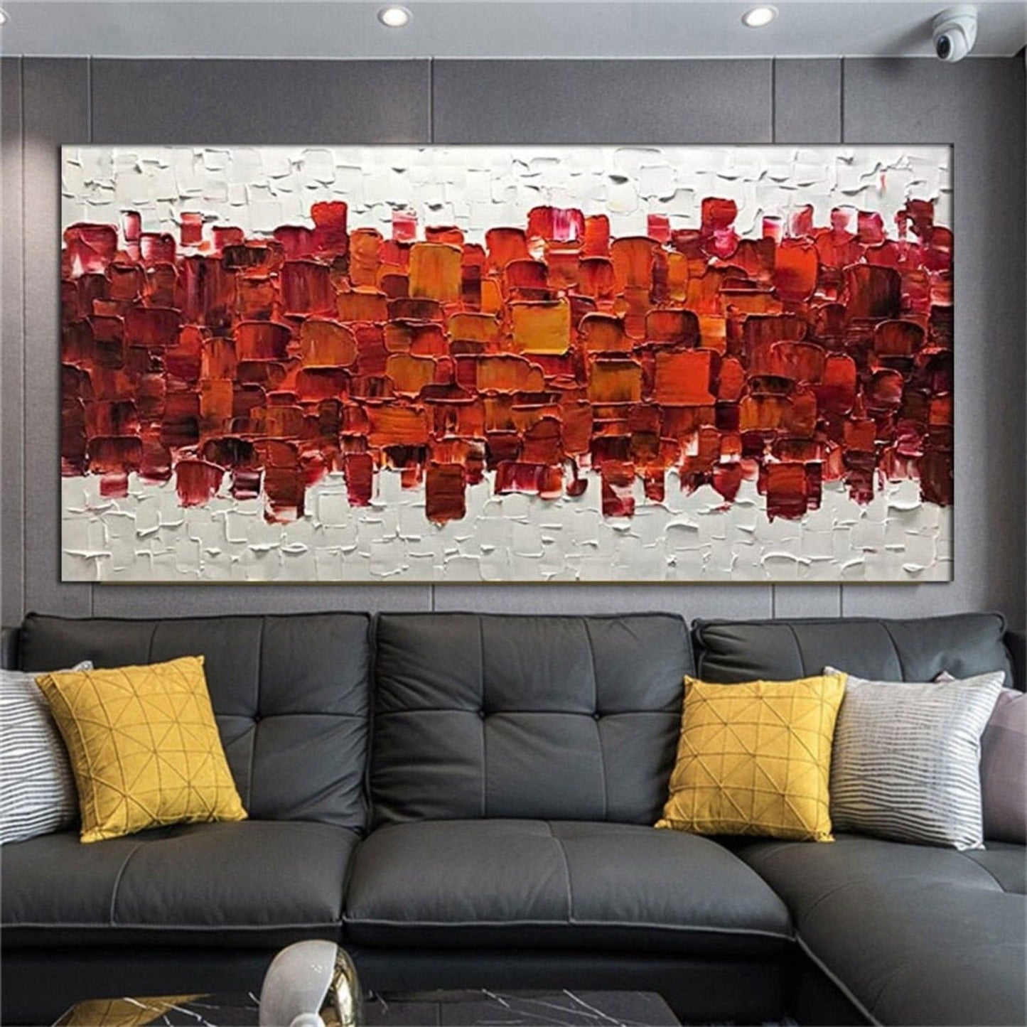 3D Red Texture 100% Hand Painted Palette Knife Art