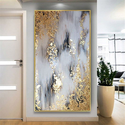 Beautiful Gold Foil 100% Hand Painted Arylic Art