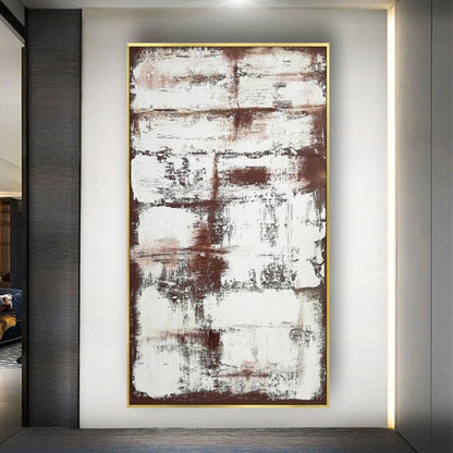 Brown White Minimalist 100% Hand Painted Artwork