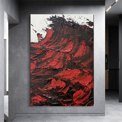 Red Black Palette Knife 100% Hand Painted Artwork