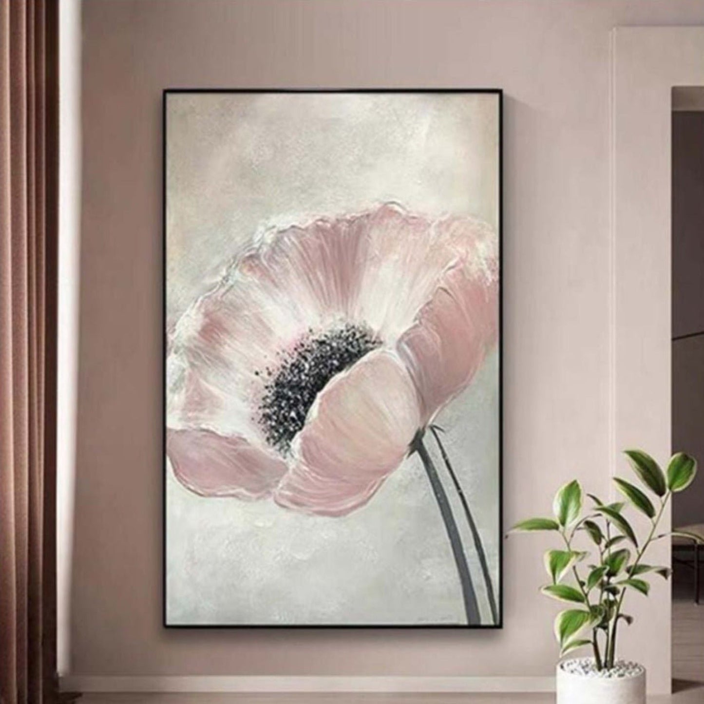 Original Pink Flower 100% Hand Painted Texture Art