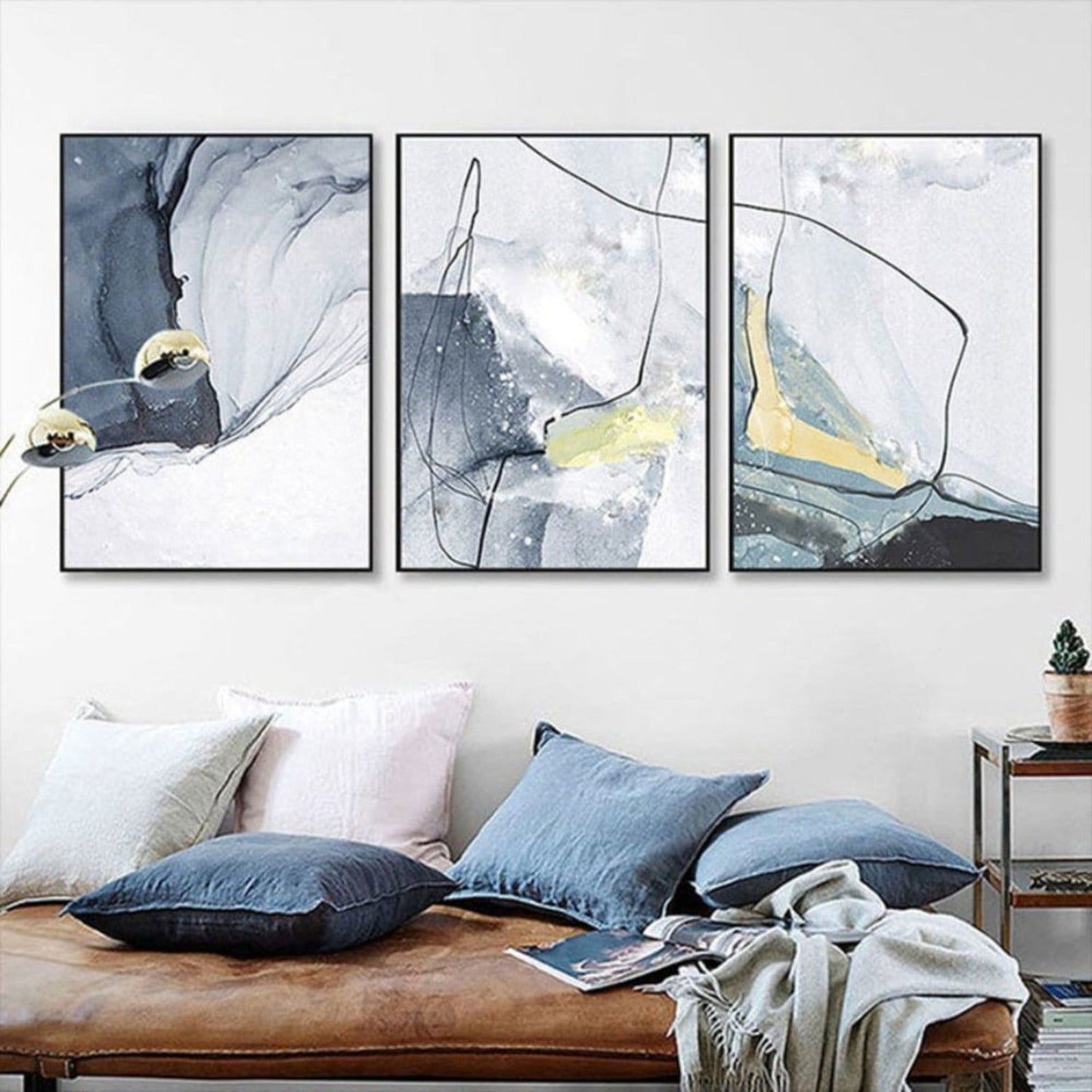 Abstract Fluid Decorative Set of 3 Modern Painting