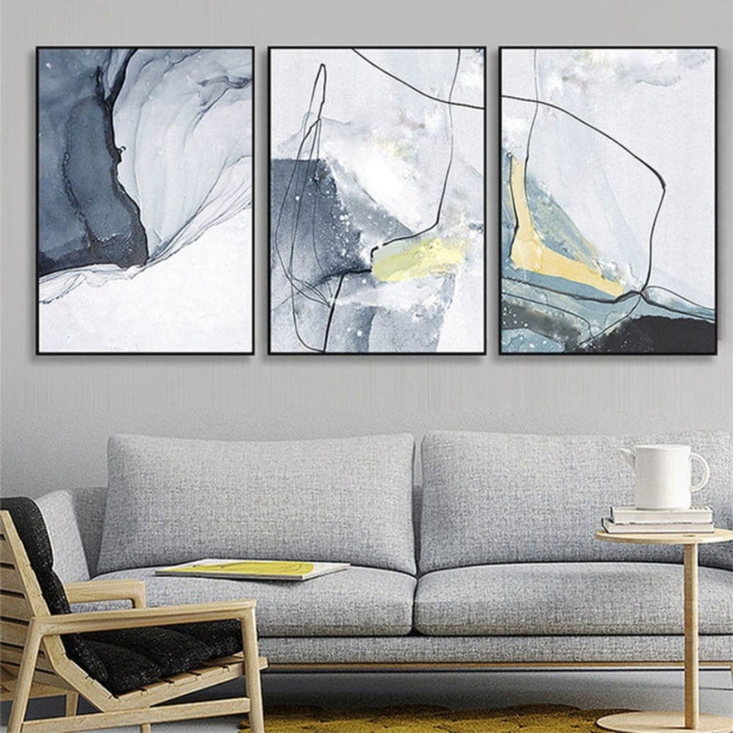 Abstract Fluid Decorative Set of 3 Modern Painting