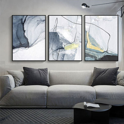 Abstract Fluid Decorative Set of 3 Modern Painting