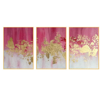 Pink Gold Foil Set of 3 100% Hand Painted Art