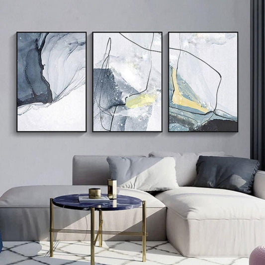 Abstract Fluid Decorative Set of 3 Modern Painting