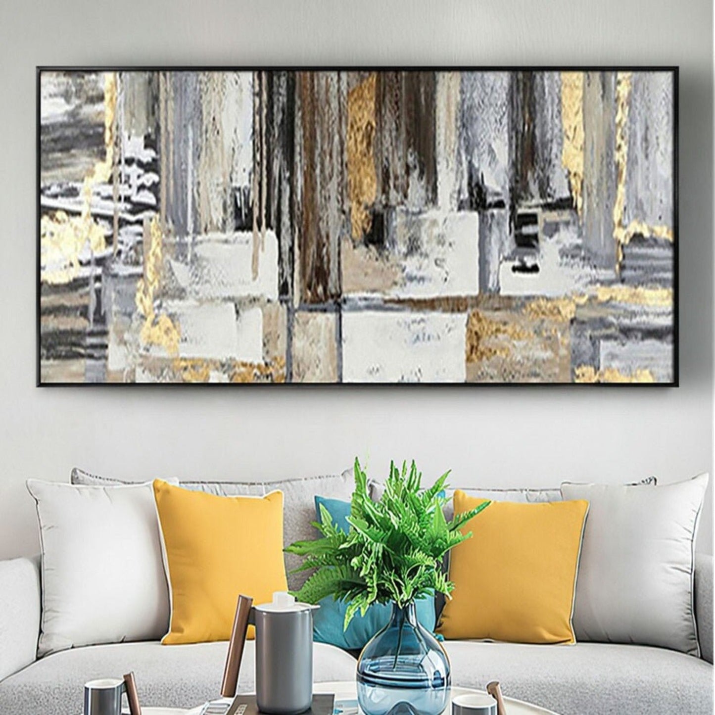 Large Nordic Colour Black Oil Hand Painted Artwork