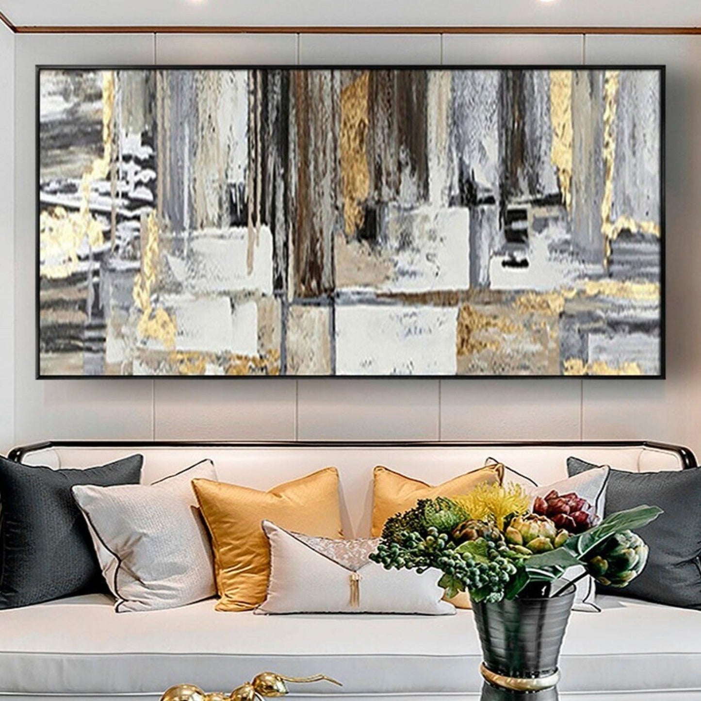 Large Nordic Colour Black Oil Hand Painted Artwork