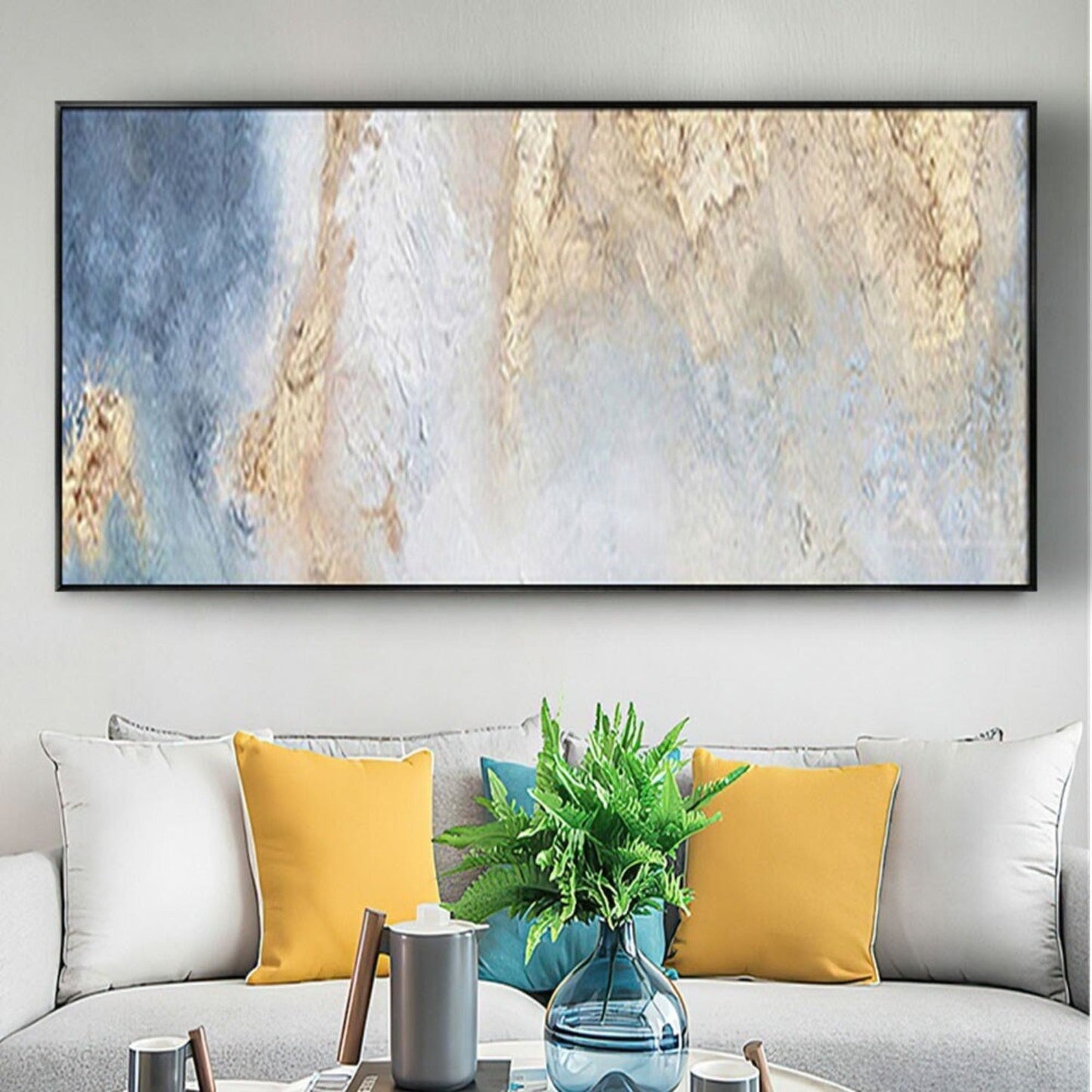 Large Nordic Style Seascape Abstract Gold Painting