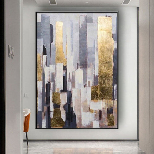 Abstract Cityscape Hand Painted Home Wall Decor