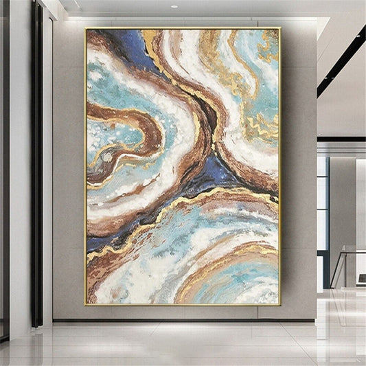 Abstract Gold Foil Fluid Hand Painted Wall Artwork