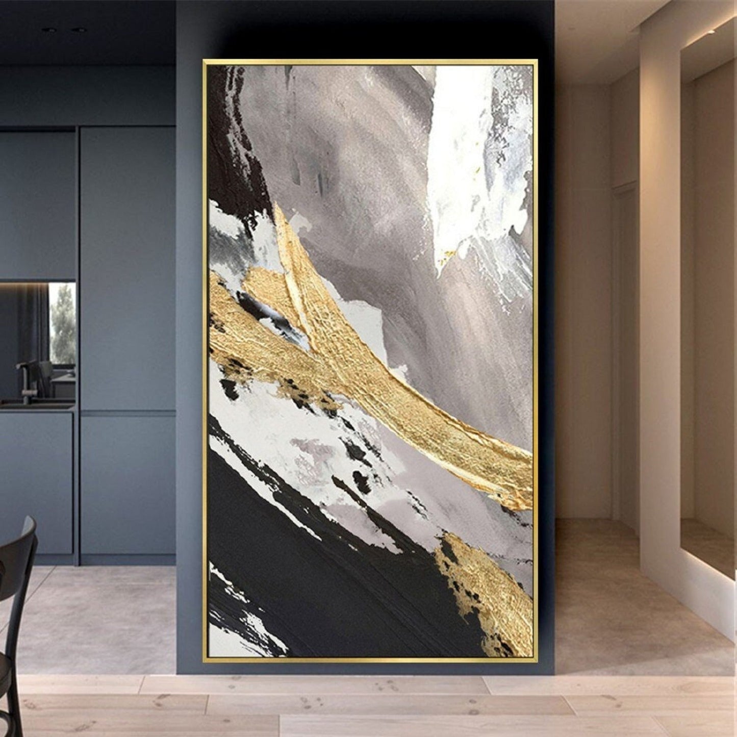 Original Gold 3D Textured Nordic Abstract Painting