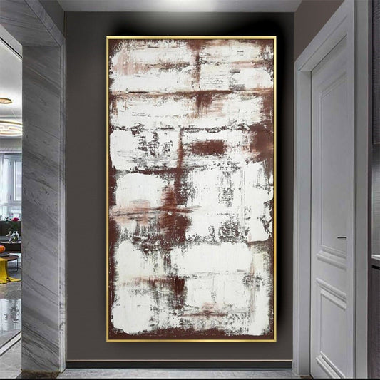 Brown White Minimalist 100% Hand Painted Artwork